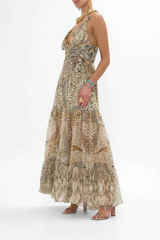 Bead Strap Gathered Panel Dress in The Throne Room