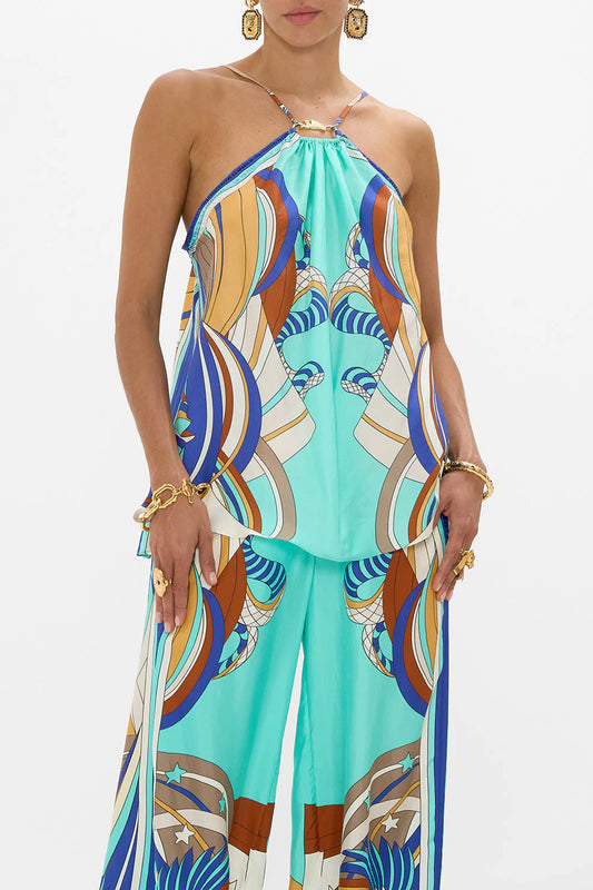 Gather Neck Hardware Top in Oasis Oracle - FINAL SALE