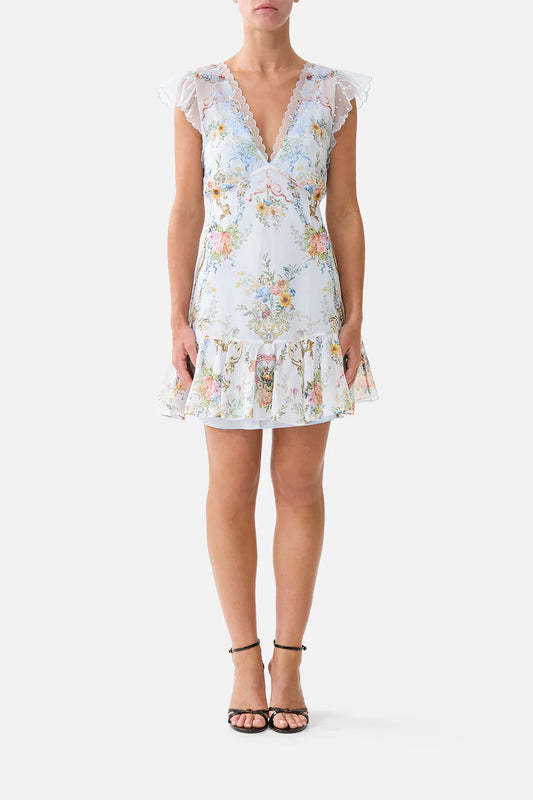 Ruffle Sleeve Short Dress