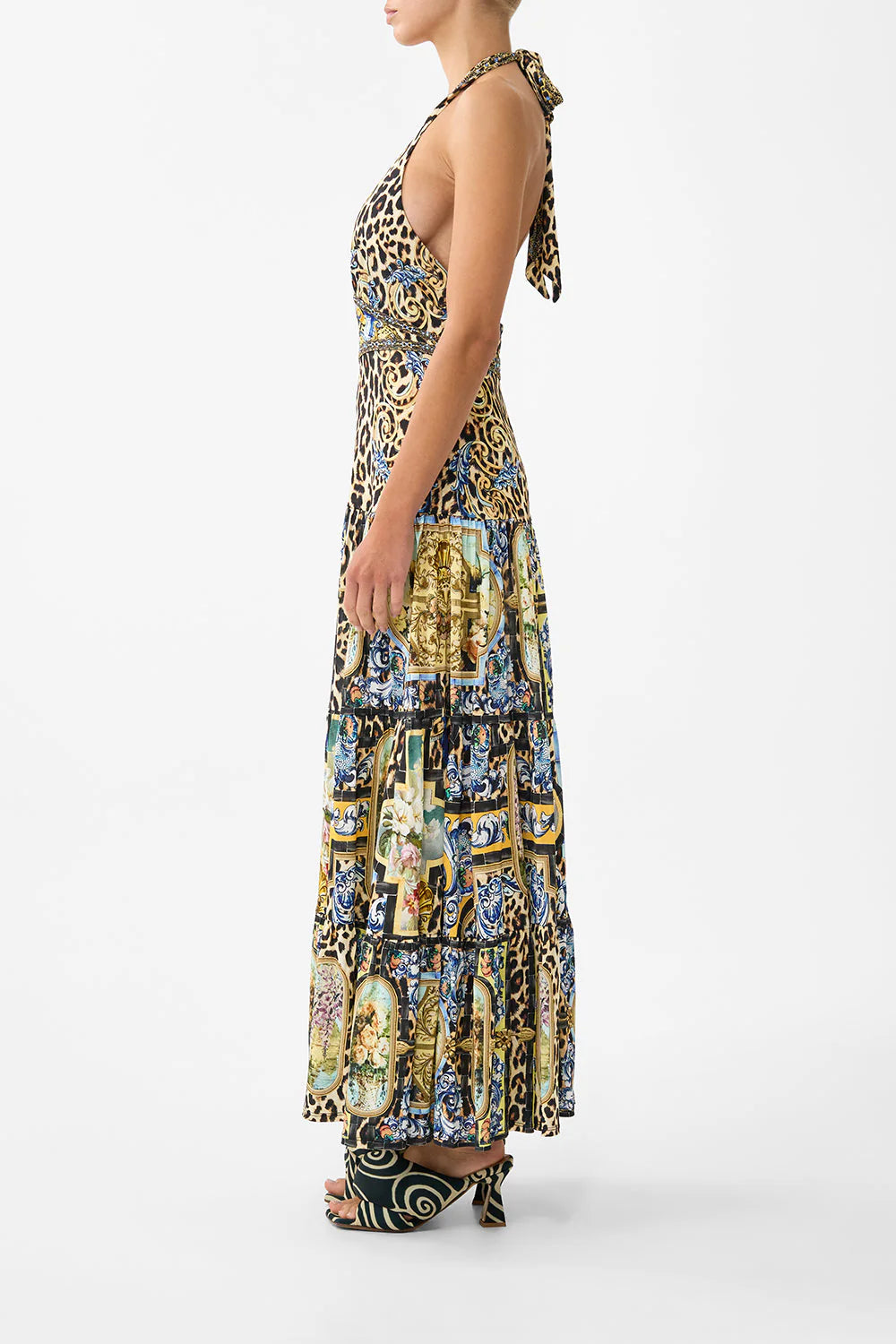 Halter Jersey Dress With Tiered Skirt