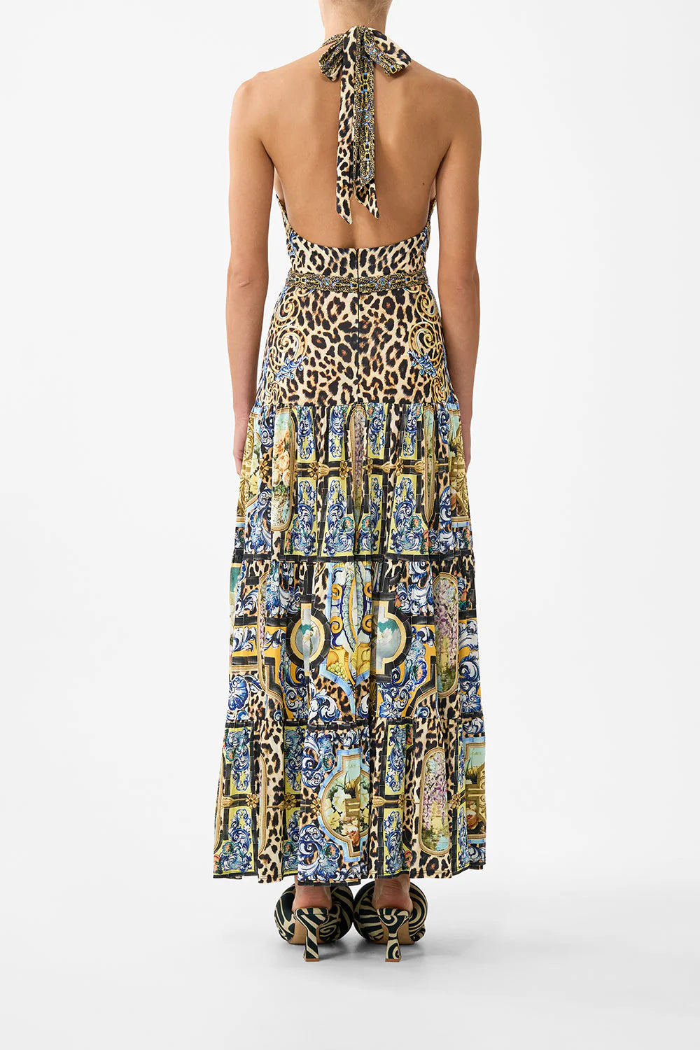 Halter Jersey Dress With Tiered Skirt