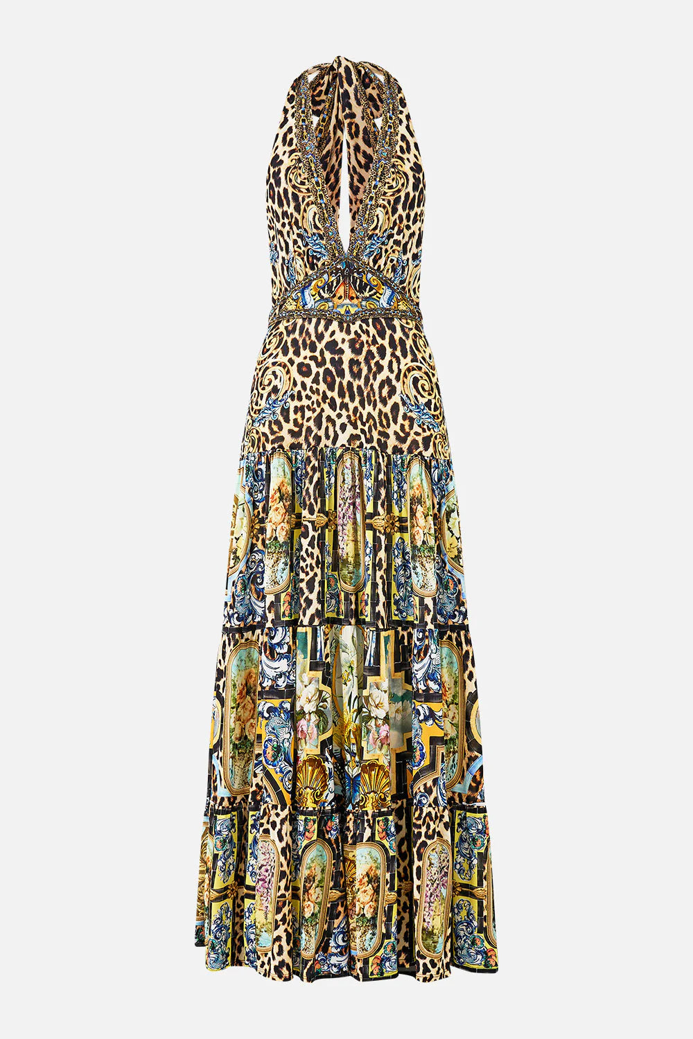 Halter Jersey Dress With Tiered Skirt