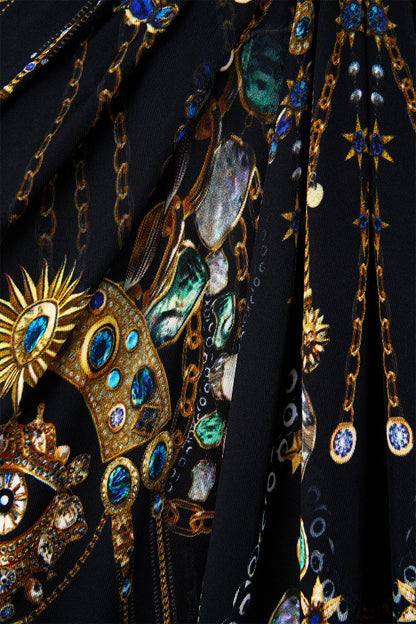 V Neck Gathered Jersey Dress