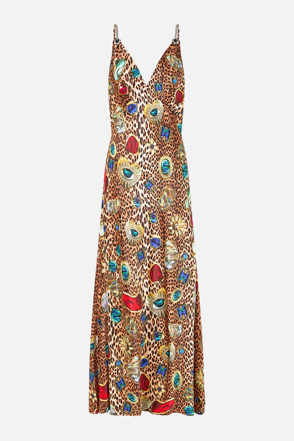 V-Neck Full Length Bias Slip Dress