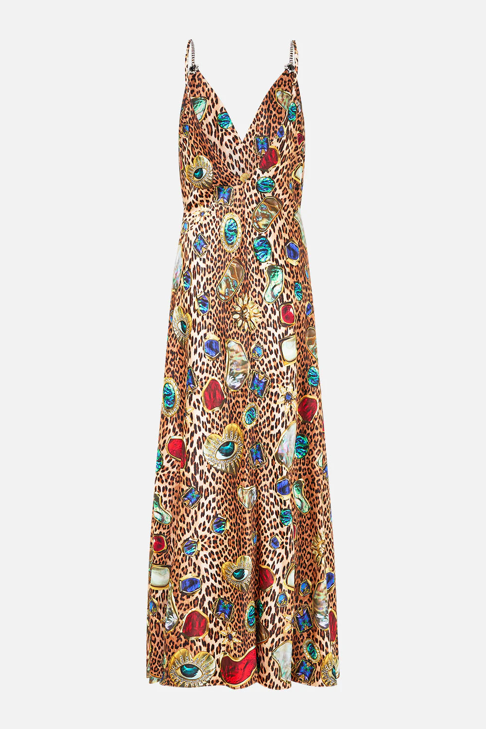 V-Neck Full Length Bias Slip Dress