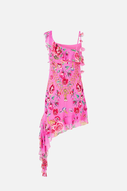 Asymmetric Hem Ruffle Dress