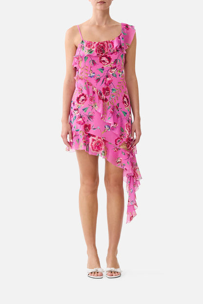 Asymmetric Hem Ruffle Dress