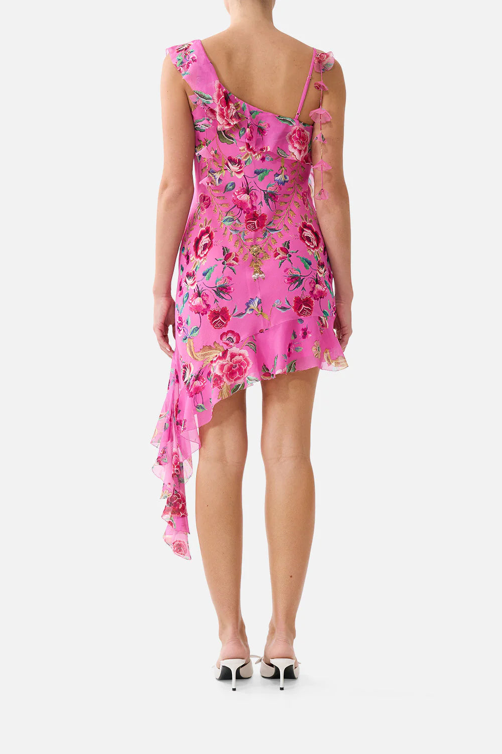 Asymmetric Hem Ruffle Dress
