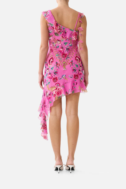 Asymmetric Hem Ruffle Dress