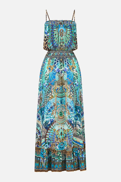 Shirred Waist Long Dress