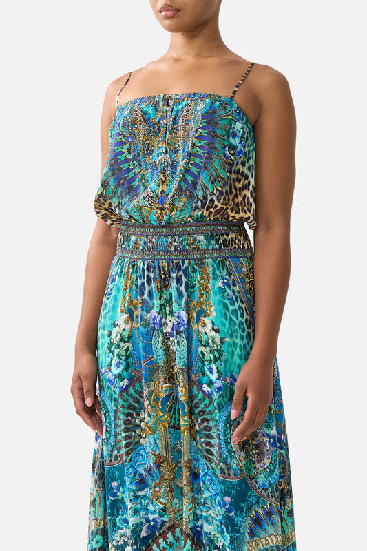 Shirred Waist Long Dress