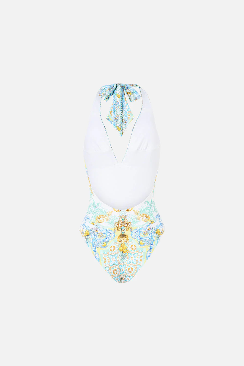 Plunge Halter One Piece With Bar Front Trim