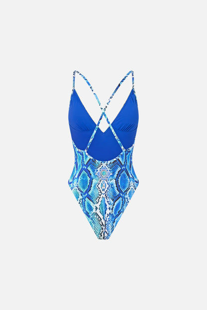 Padded V Neck Cross Back One Piece