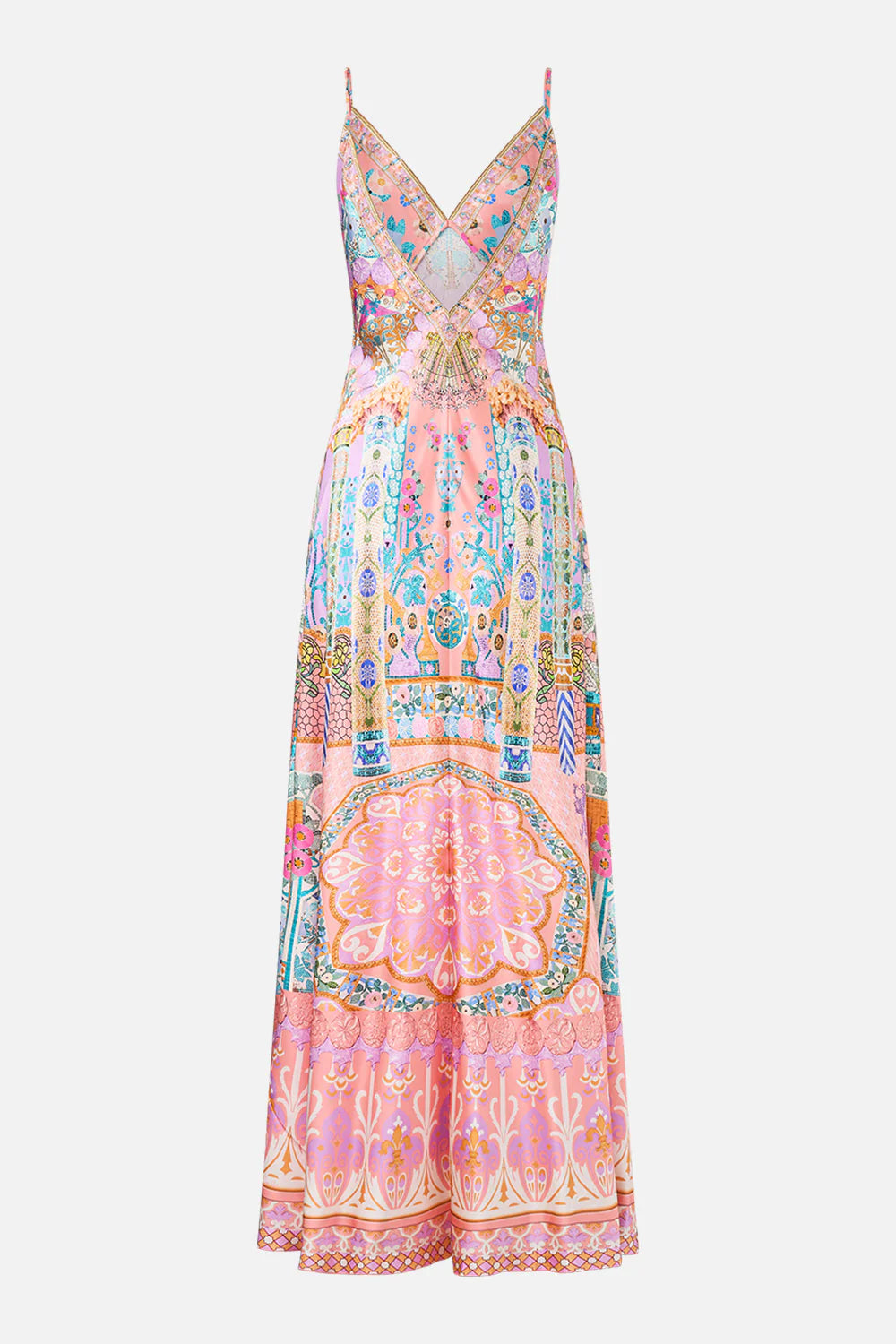 V Neck Full Length Bias Slip Dress