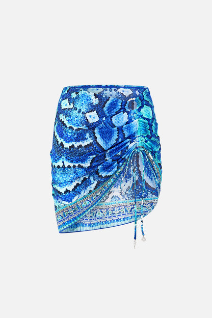 Ruched Short Sarong With Ring Front Trim