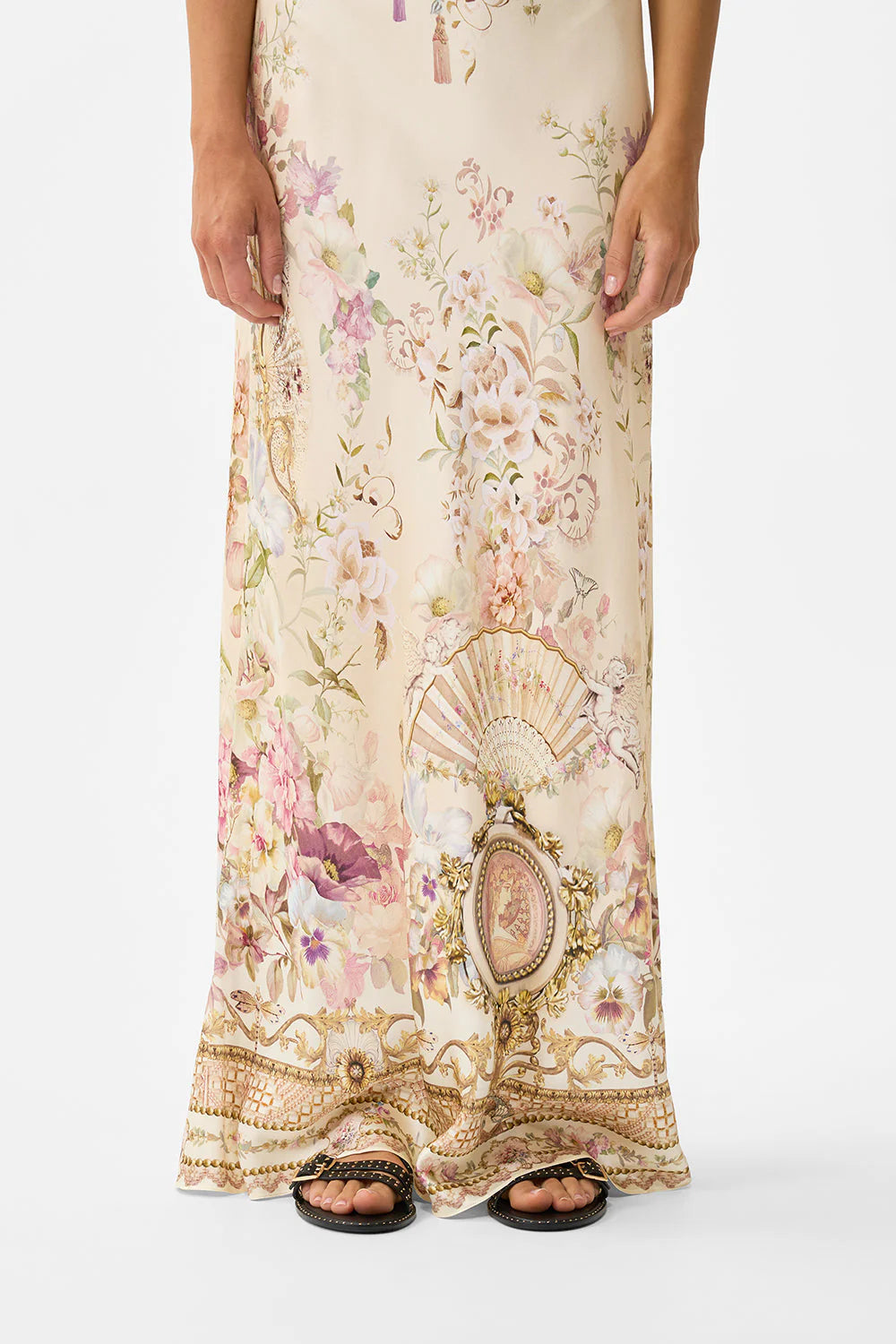 v neck full length bias slip dress