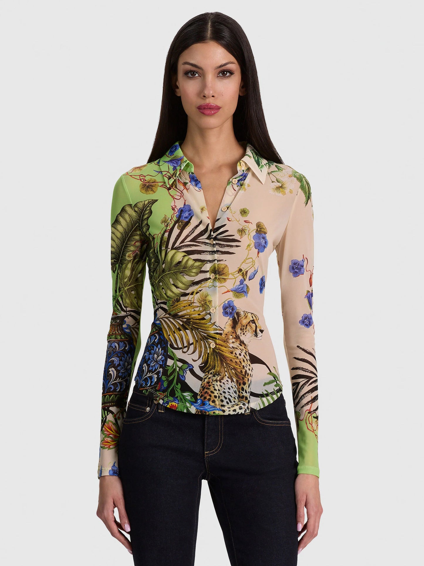 Jade Mesh Button Down