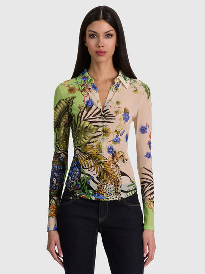 Jade Mesh Button Down