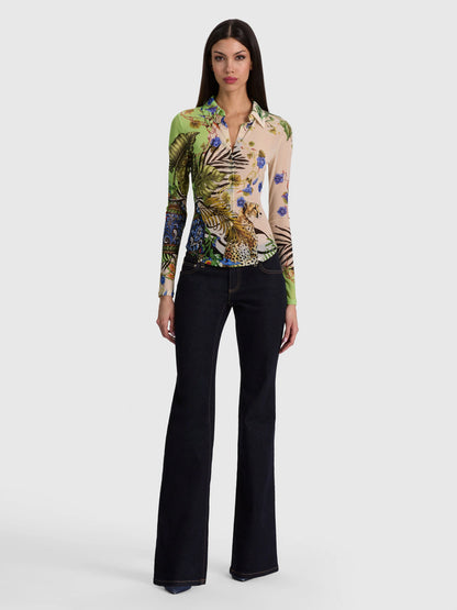 Jade Mesh Button Down