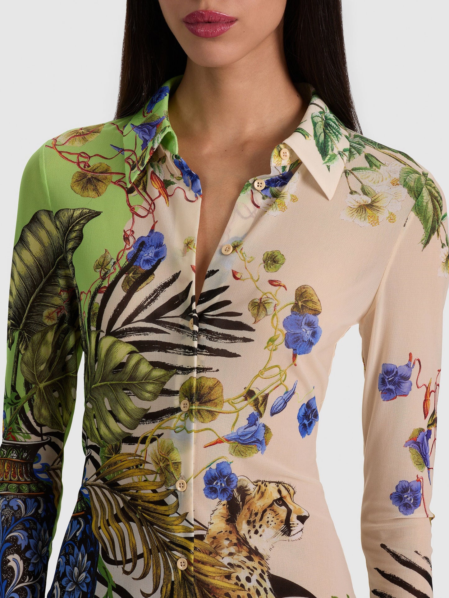 Jade Mesh Button Down