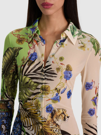 Jade Mesh Button Down