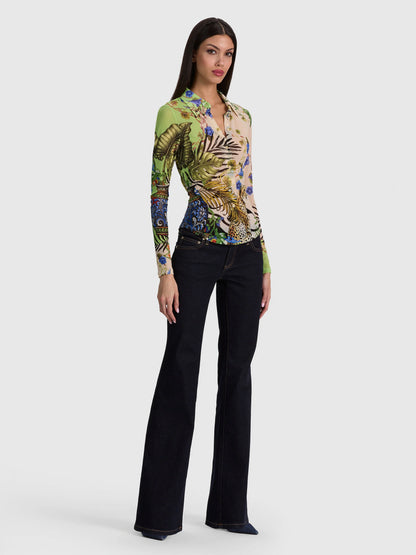 Jade Mesh Button Down