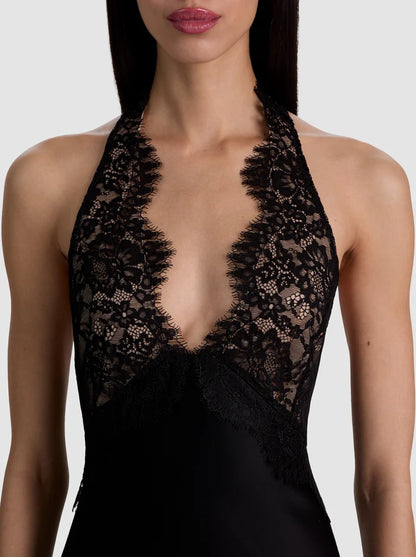 Viola Lace Halter Mini Dress