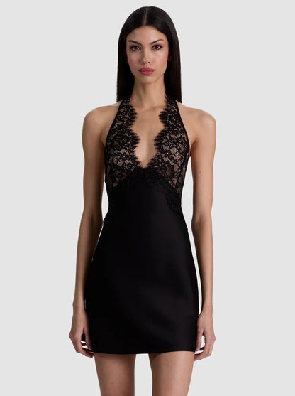 Viola Lace Halter Mini Dress