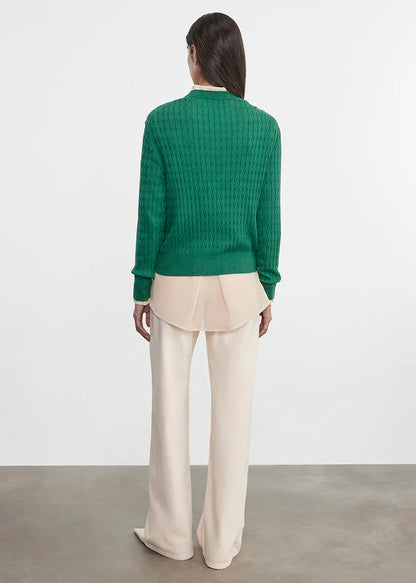 Cashmere Cotton Cable Knit Easy Crew
