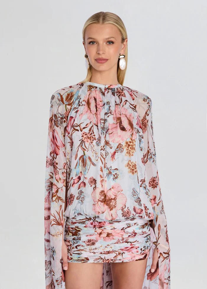 Ruched Cape Mini Dress