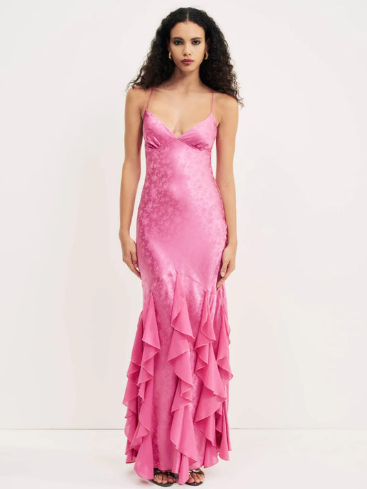 For Love and Lemons Elea Maxi Dress in Rose Pink