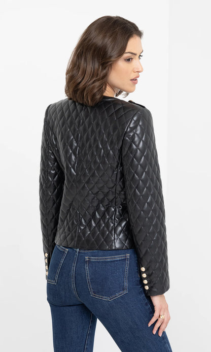 Brevel Quilted Vegan Leather Jacket