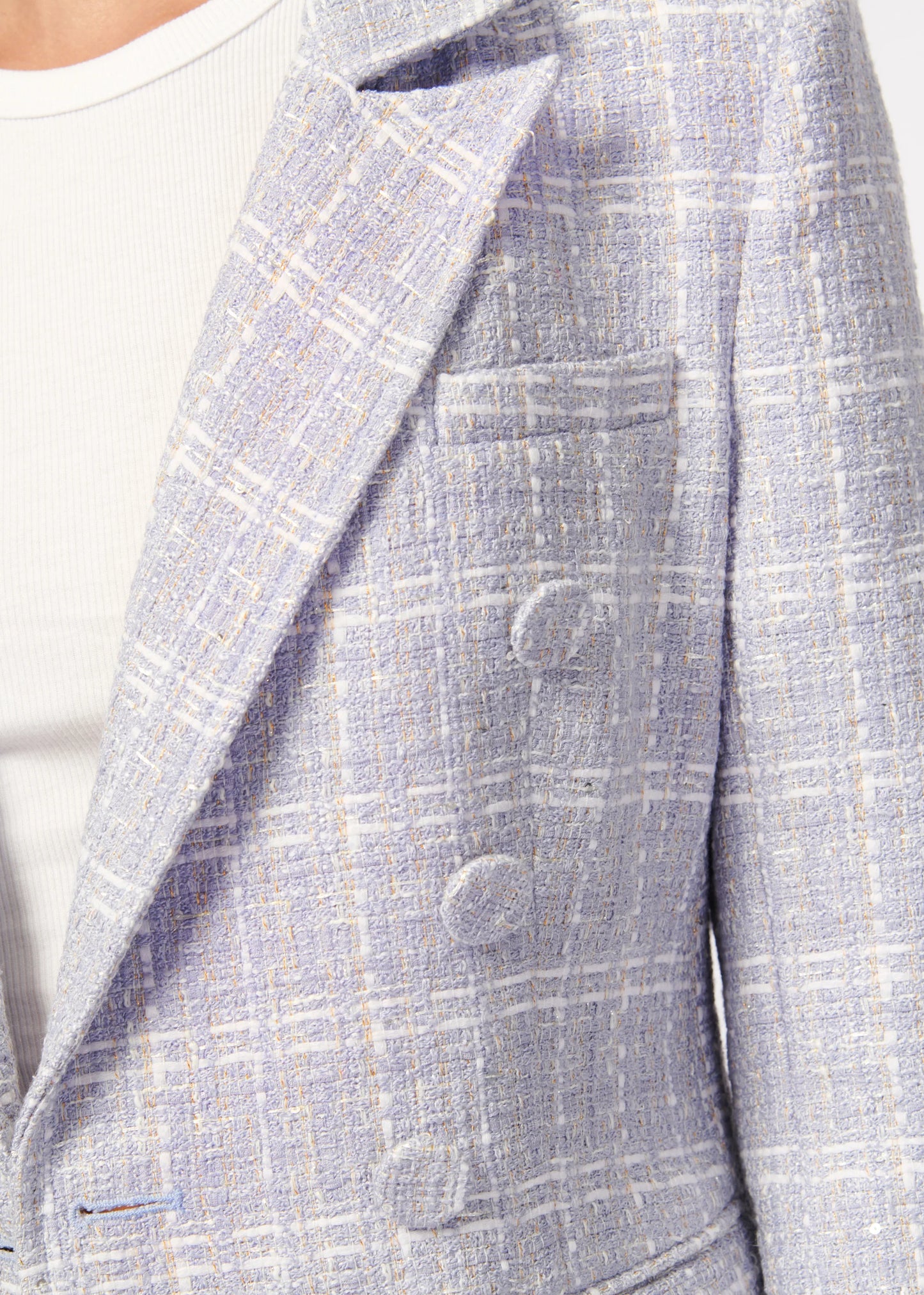Bruna Tweed Blazer in White/Delphinium