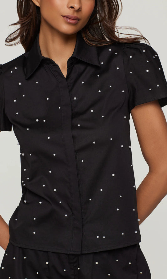 Murphy Pearl Embellished Poplin Shirt