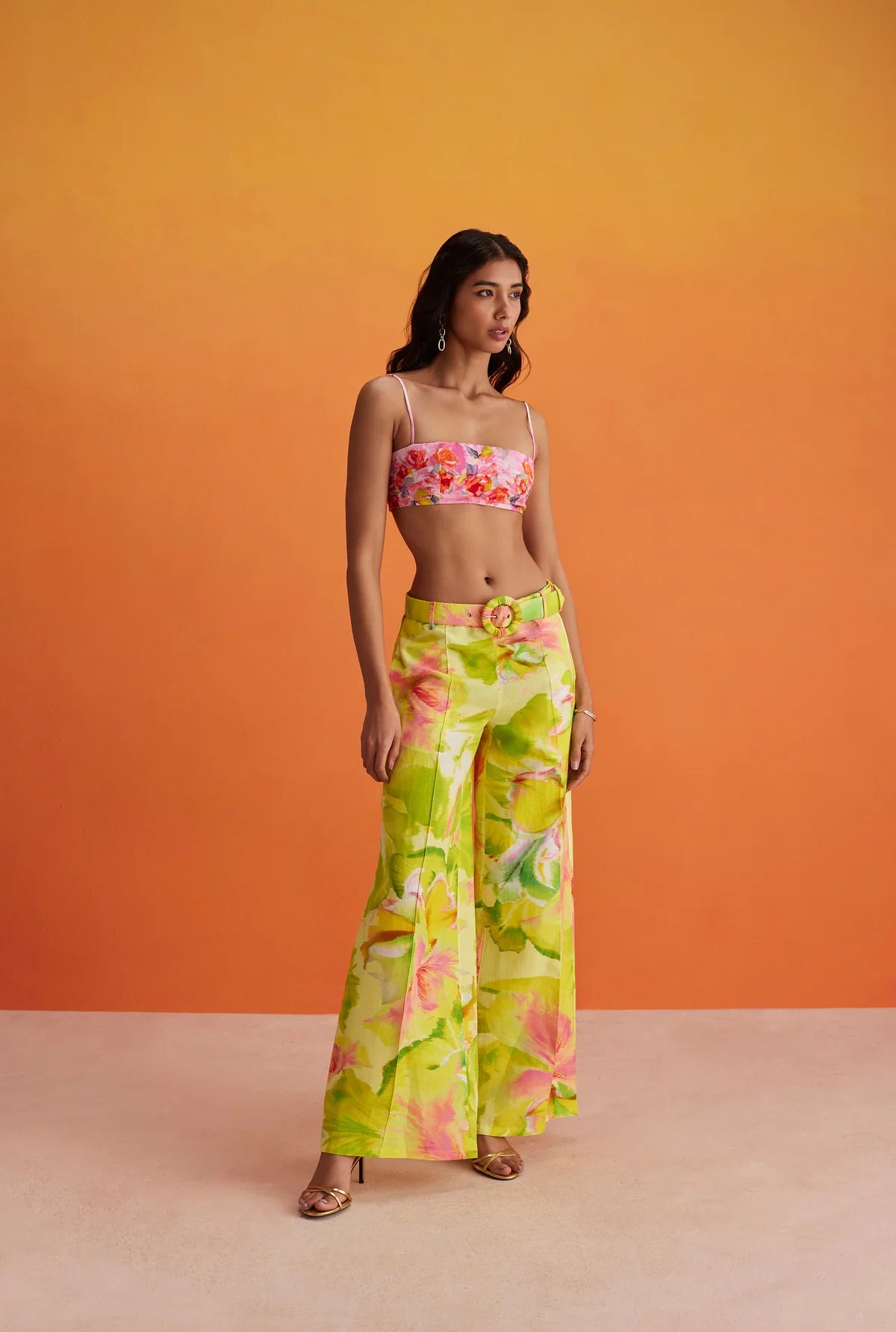 Mina Flared Pants  in Yellow Floral - FINAL SALE