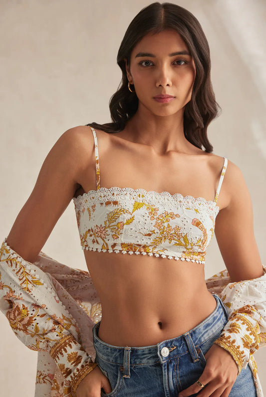 Hemant & Nandita - Bandeau in Off White - FINAL SALE