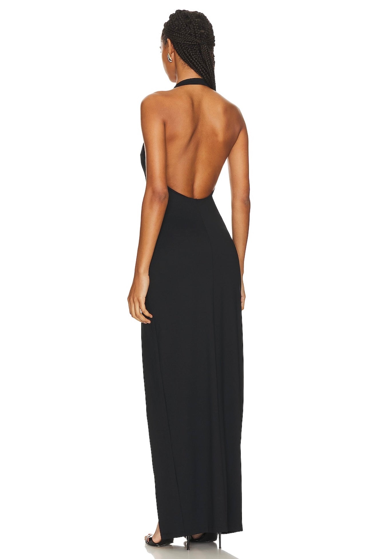 Susana Monaco Open Back Halter Cocktail Dress in Black