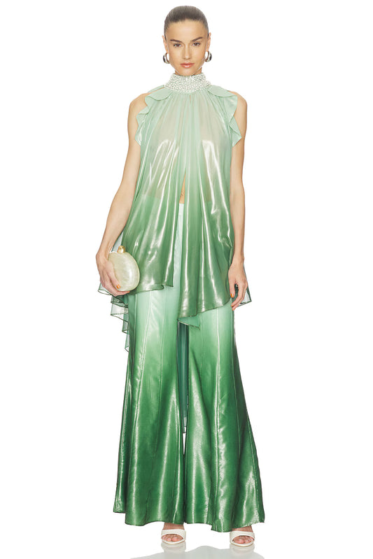 Iridescent Sage Embroidered Top