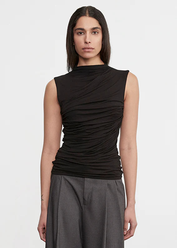 Sleeveless Twist Top in Black