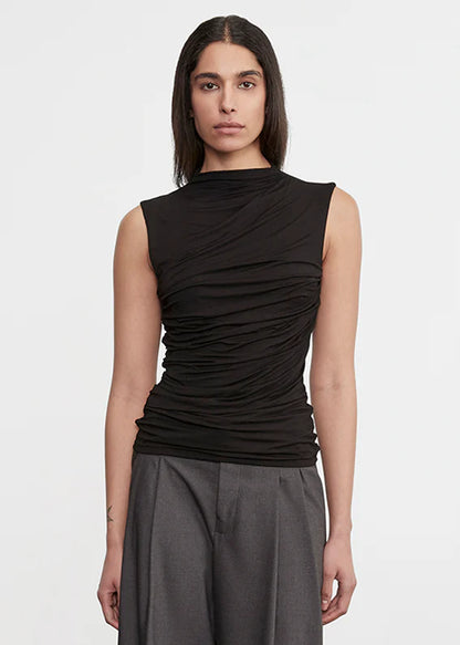 Sleeveless Twist Top in Black