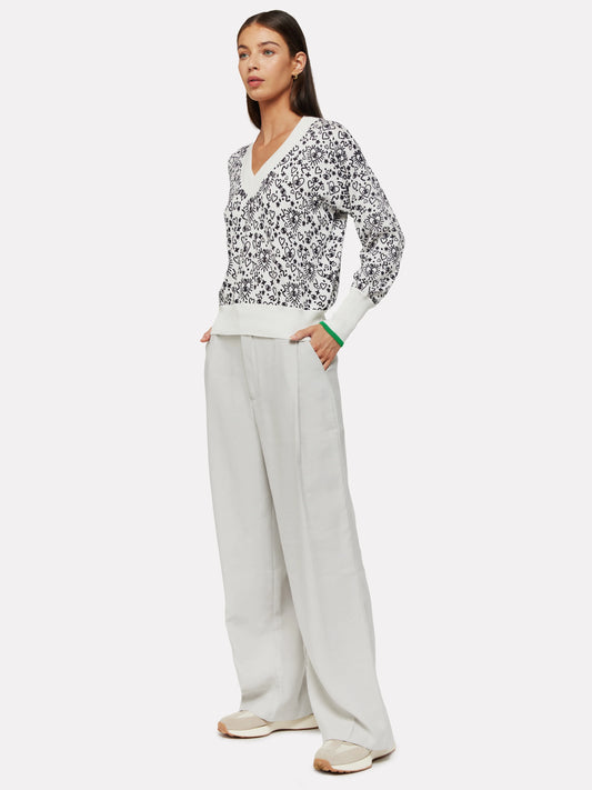 Doodle V-Neck Knit in Ice Water