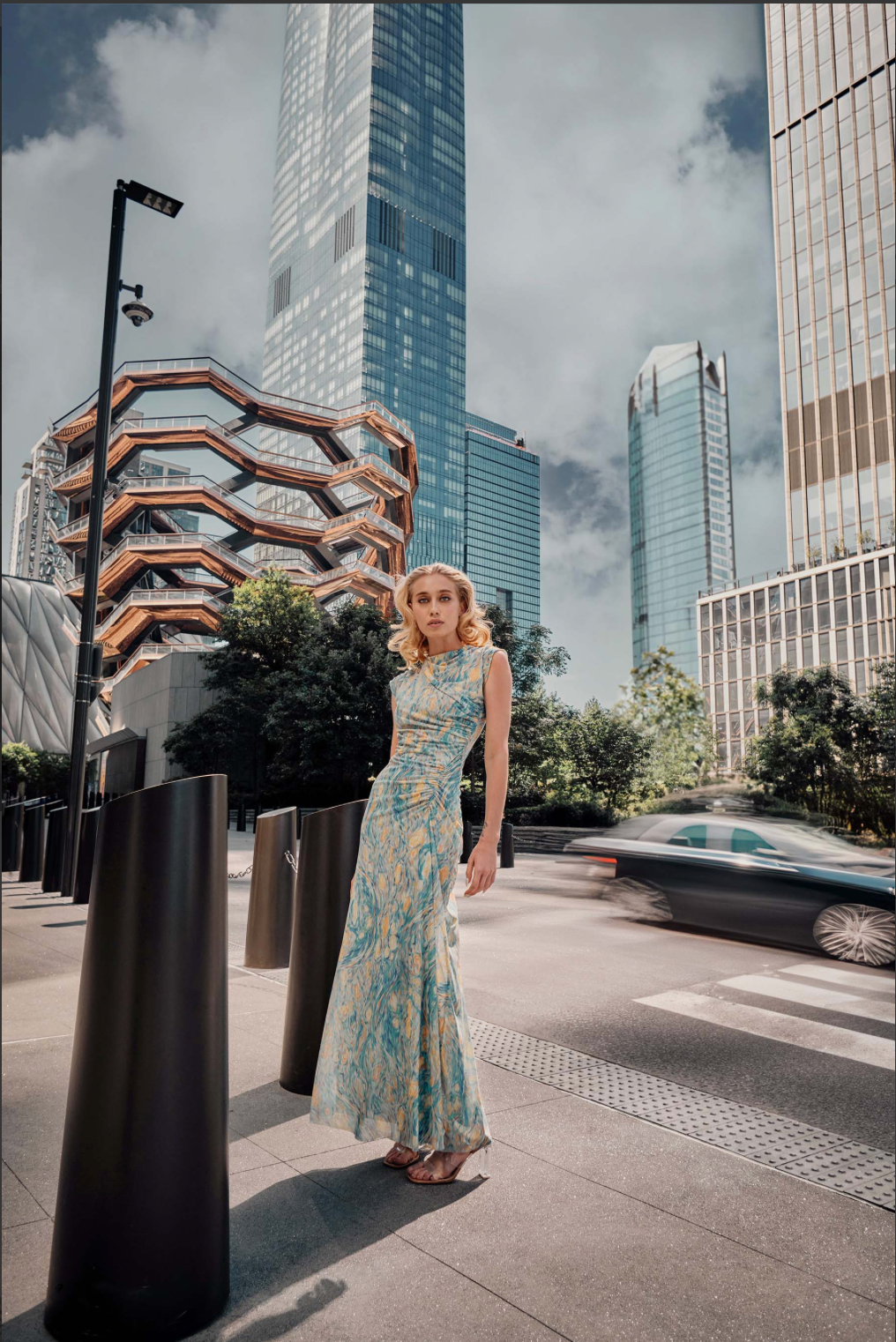 Net Gathered Maxi in Van Gogh Printed