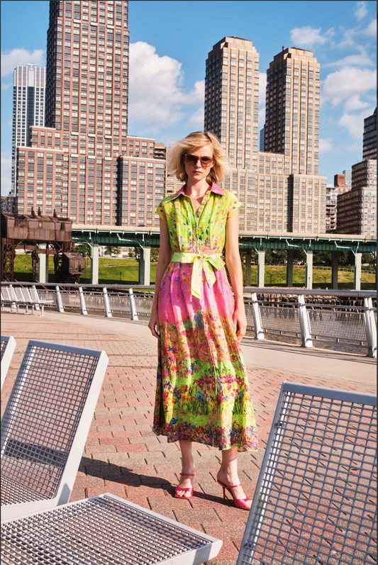 Flora Linen Shirtdress in Garden Printed