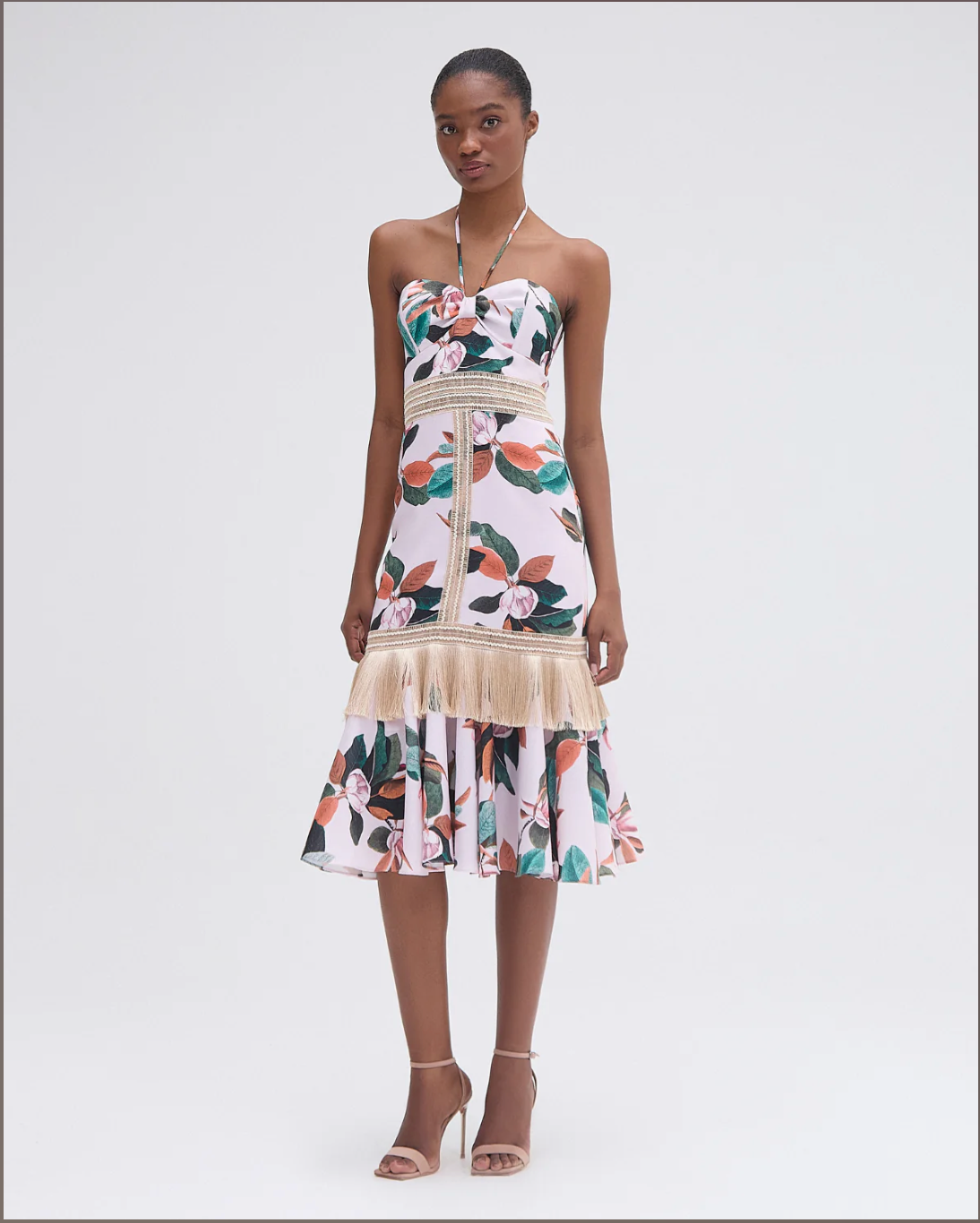 Magnolia Fitted Midi Dress in Chalk Pink - FINAL SALE