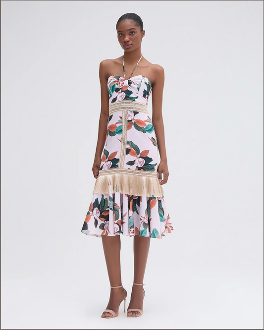 Magnolia Fitted Midi Dress in Chalk Pink - FINAL SALE