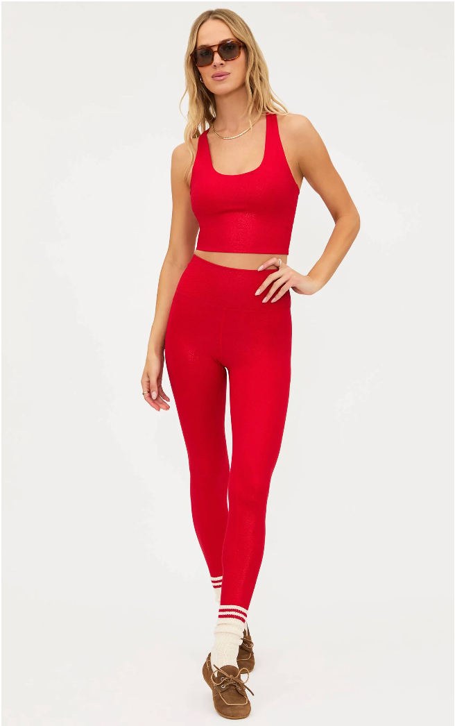 Piper Legging Red Shine Waffle