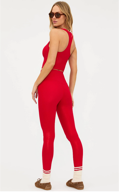 Piper Legging Red Shine Waffle