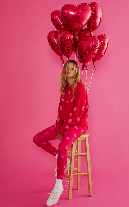 Callie Sweater Royal Red Hearts