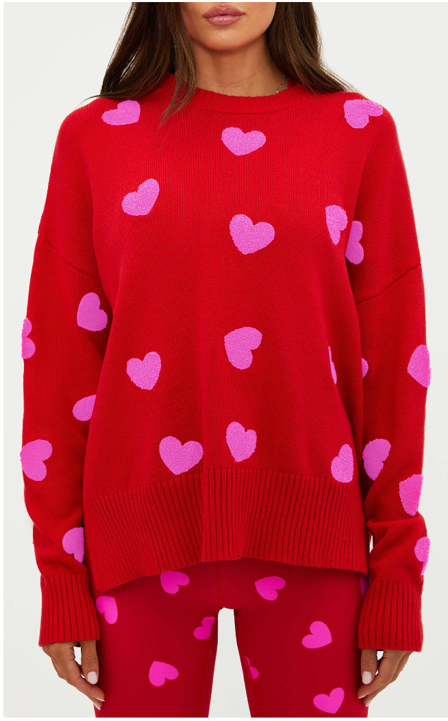 Callie Sweater Royal Red Hearts