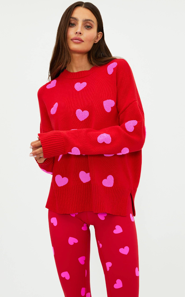 Callie Sweater Royal Red Hearts